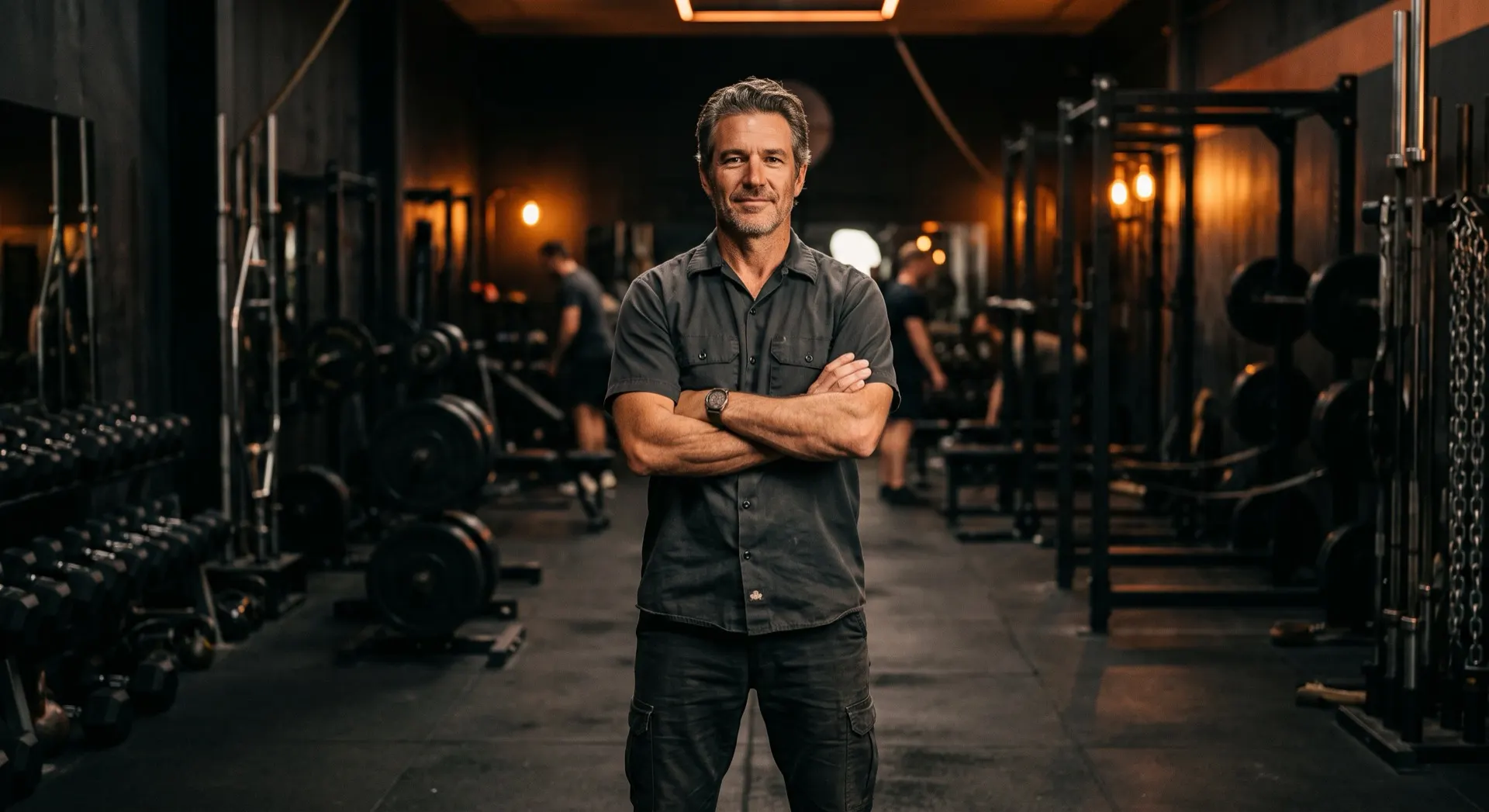 A gym owner standing in the middle of their gym floor